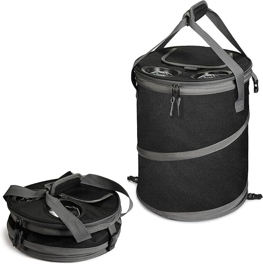 Tirrinia Pop-Up Collapsible Cooler Bag - Insulated, Lightweight with Built-in Cup Holder | Leak-Proof Portable Soft Cooler for Camping, Beach, Picnics, Travel