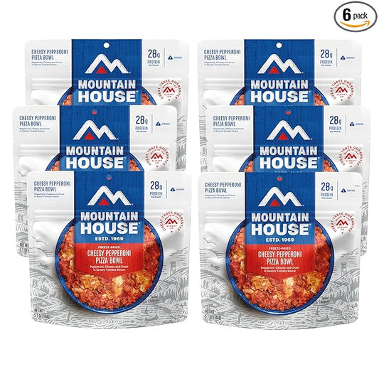 Mountain House Cheesy Pepperoni Pizza Bowl | Freeze Dried Backpacking & Camping Food | 6 Pack