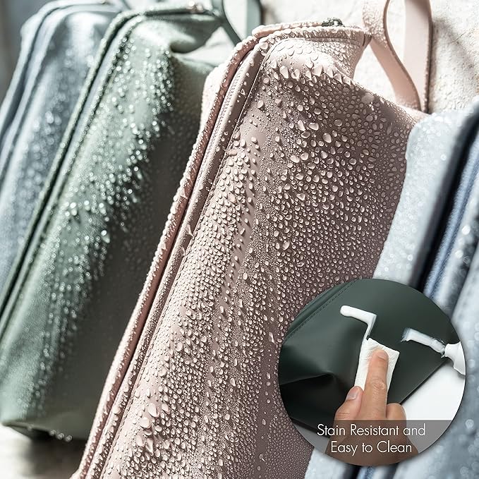 LINE+ARC Easy-to-Clean Silicone Dopp Kit (As Seen in Glamour and GQ) Extra-Wide Opening Anti-Stain (Mauve, 3.5L) Toiletry Bag Travel Set Makeup Organizer Cosmetics Case Fabric Simple Hang Loop