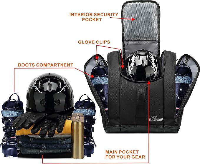 Ski/Snowboard Boot Bag/Skating Bag | Store Gear, Jacket, Helmet, Goggles, Gloves & Accessories | Travel with Waterproof Exterior & Bottom, Venting & Grommets for Snow Drainage