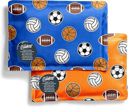 Fit & Fresh Cool Coolers 2 Pack Soft Ice for Lunch Bags, Flexible Stretch Nylon, Durable, Reusable Lunch Box Ice Packs, Soft Ice, Reusable Freezer Packs, Lunch Ice, Easy to Clean, Sports Balls