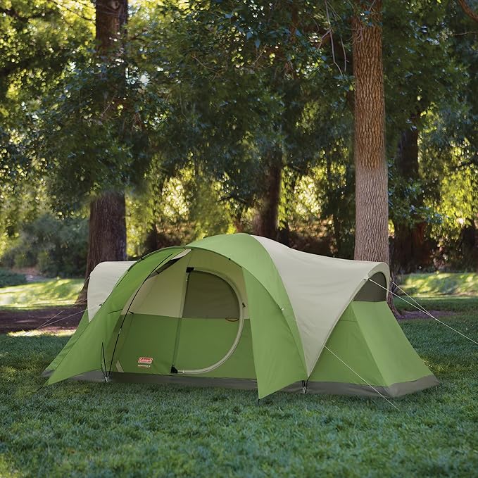 Coleman Montana 8-Person Camping Tent with Rainfly, Weatherproof Family Tent Sets Up in 15 Mins, Fits Multiple Airbeds