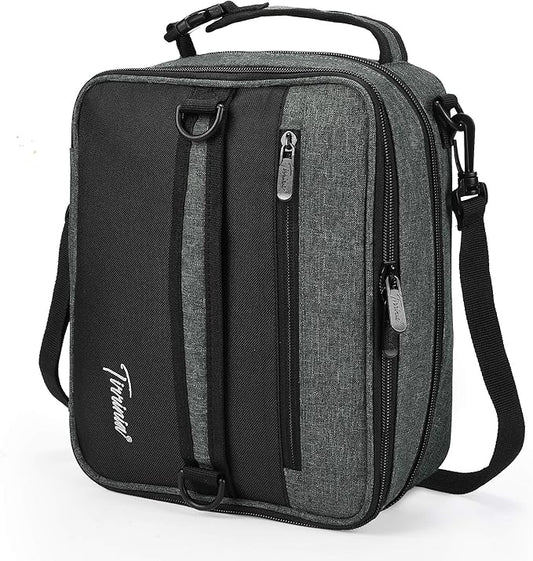 Expandable Insulated Lunch Bag, Leakproof Flat Lunch Cooler Tote with Shoulder Strap for Men and Women, Suitable for Work & Office by Tirrinia, Charcoal