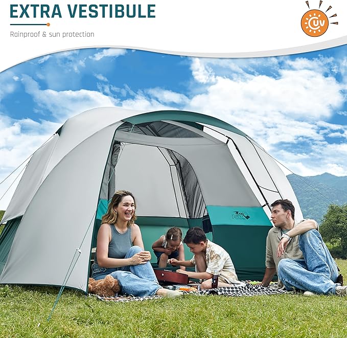 Tents for Camping 6/10 Person Camping Tent with Screen Porch, Weatherproof Large Cabin Tent with Rainfly and Carry Bag, Family Tent for Outdoor Camping and Backyard