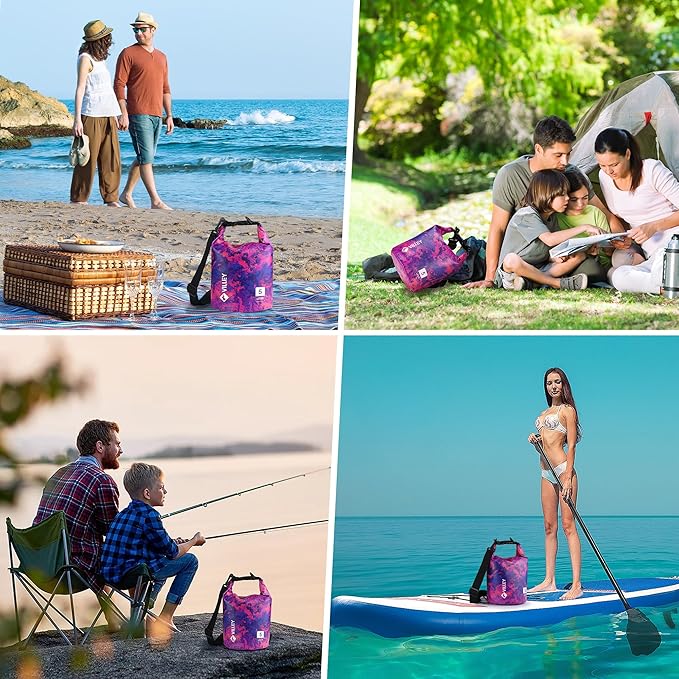 VILLEY Dry Bag Waterproof 5L Roll Top Sack Keeps Gear Dry Lightweight Dry Sack with Waterproof Phone Case for Kayaking Boating Camping Swimming and Beach Adventures Red Camo