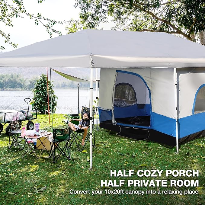 REDCAMP Canopy Camping Tent for Pop Up Canopy Tent, Inner Tent Converts Straight Leg 10'x10' or 10'x20' Canopy into Camping Tent, Fits 4-6 Person(Frame/Shelter NOT Included)
