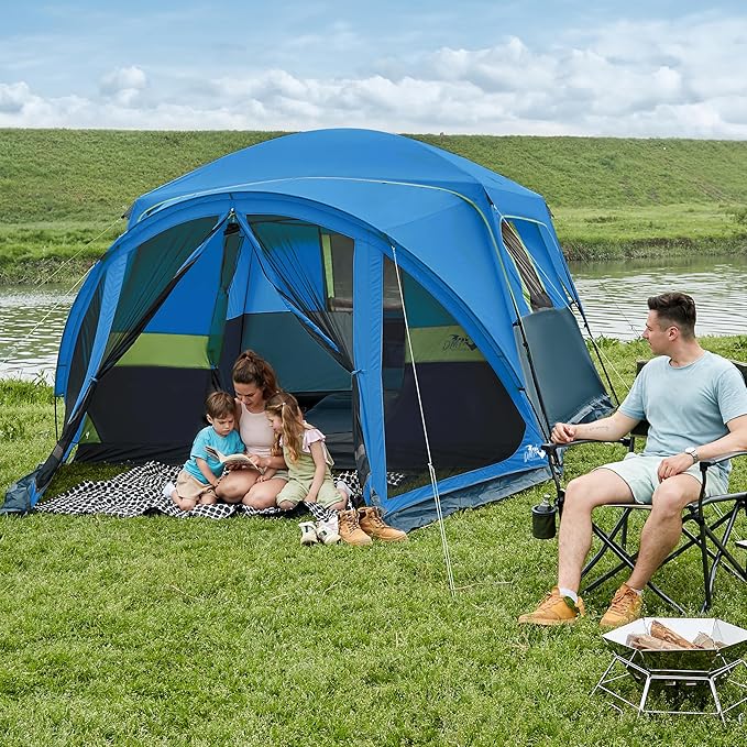 Tents for Camping 6/10 Person Camping Tent with Screen Porch, Weatherproof Large Cabin Tent with Rainfly and Carry Bag, Family Tent for Outdoor Camping and Backyard