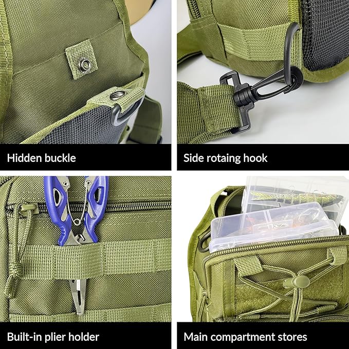 Fishing Backpack Tackle Storage Bag With Rod Holder - Sling Gear Storage