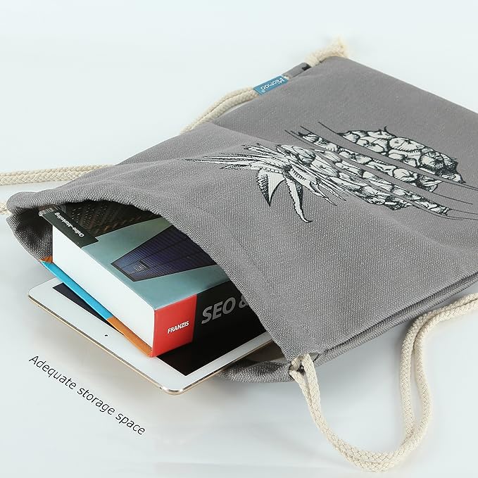 Drawstring Backpack Pineapple Style String Bag Canvas Beach Sport Daypack