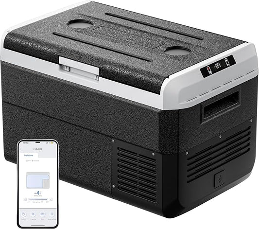 12 Volt Refrigerator, 43 Quart Electric Cooler, Car Fridge 12V/24V DC 100~240V AC, Portable Freezer -4℉~68℉, APP Control, Portable 12V Refrigerator Fridge for Truck, RV, Camping,Travel