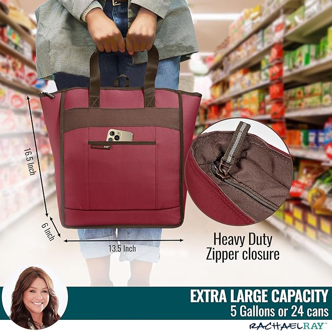 Rachael Ray Chillout Soft Sided Cooler Bag - Insulated, Leak Proof, Portable for Travel