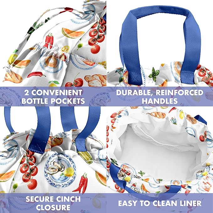 Fit & Fresh Lunch Bag For Women, Insulated Womens Lunch Bag For Work, Stain-Resistant Large Lunch Box For Women With Containers, Cinch Closure Cromwell Bag, Al Fresco Multicolored