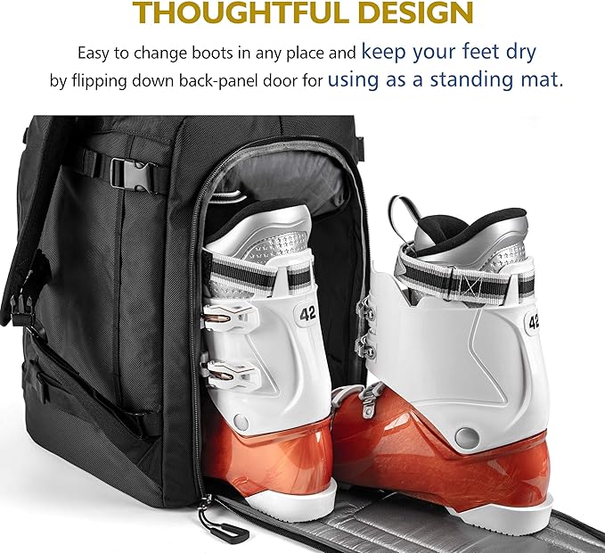 Unigear Ski Boot Bag Backpack for Helmet 50L/70L, Goggles, Gloves, Skis, Snowboard & Accessories (Black)