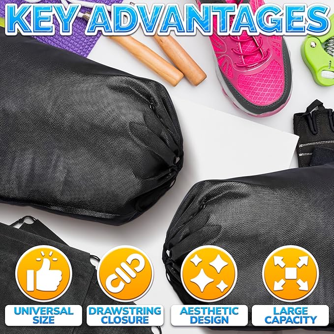 Shoe Storage Bags - 10 Pcs Travel Shoe Bags for Packing in Suitcase Waterproof Drawstring Bag Shoe Bags for Travel Shoe Bag for Gym Shoe Dust Bags - Soccer Cleat Bag Shoe Bags for Storage Sneaker Bag