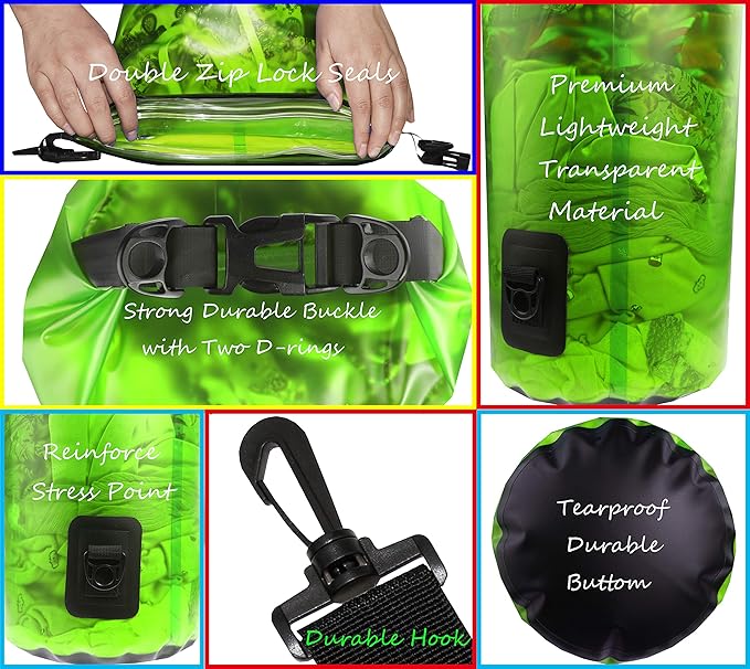 Waterproof Dry Bag - Lightweight Dry Sack with Seals and Waterproof Case - Float on Water - Keeps Gear Dry for Kayaking, Beach, Rafting, Boating, Hiking, Camping and Fishing
