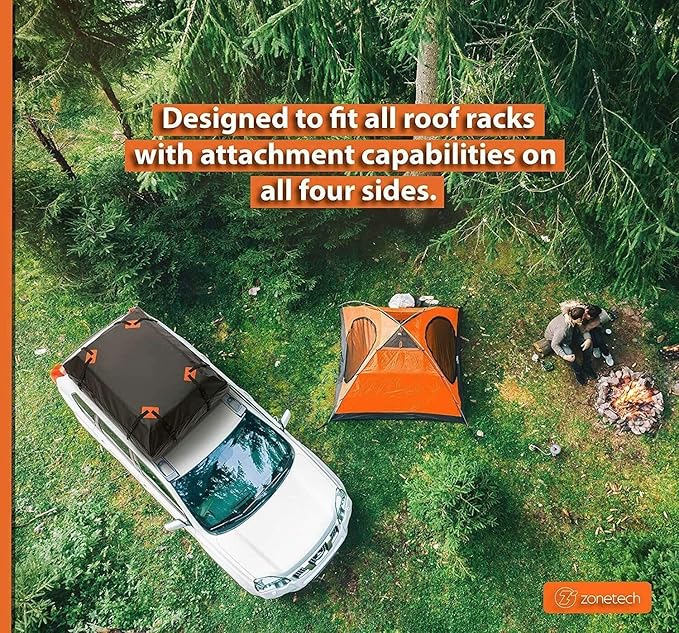 ZONETECH Durable Roof Top Waterproof Cargo Bag -Classic Black 15 Cubic Feet Premium Quality Universal Waterproof Fold-able Leak Proof Traveling Roof Top Car Bag