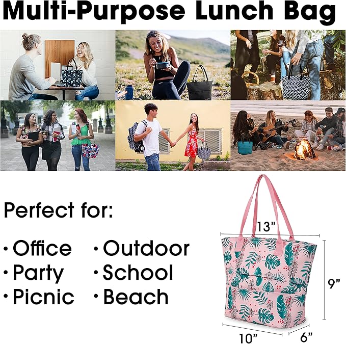 J World New York Lola Tote Bag Insulated Lunch-Box for Women, Palm Leaves, One Size