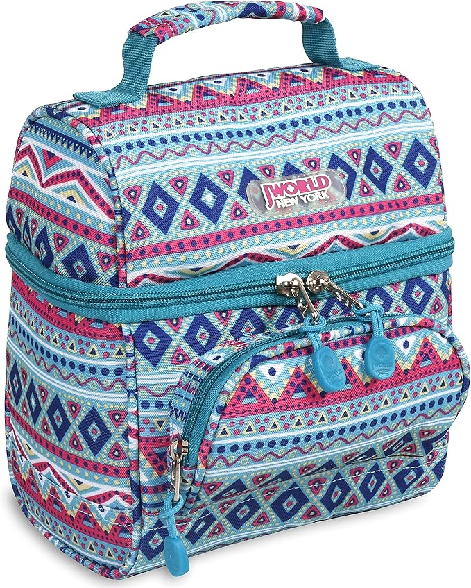 J World Corey Kids Lunch Bag. Insulated Lunch-Box for Boys Girls, Mint Tribal