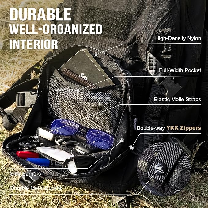 OneTigris MOLLE Pouch, Tactical Admin Pouch Belt EDC Tool Organizer Zippered Utility Waist Pack 7.5"x5"x2"
