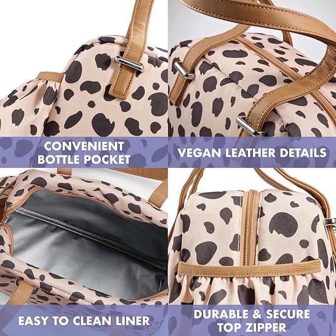 Fit & Fresh Lunch Bag For Women, Insulated Womens Lunch Bag For Work, Leakproof & Stain-Resistant Large Lunch Box For Women With Expandable Bottle Pocket, Zipper Closure Laketown Bag Cheetah Tumbler