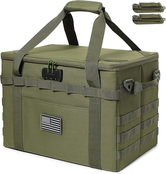 Tactical Camping Storage Bag - 38L Utility Tote Bag Organizer with Combination Lock and Shoulder Strap