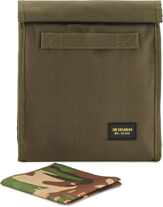 Insulated Lunch Bag for Men and Women; Rolltop Lunch Box with 2 Side Mesh Pockets and 1 Exteral Slip Pocket (Olive)