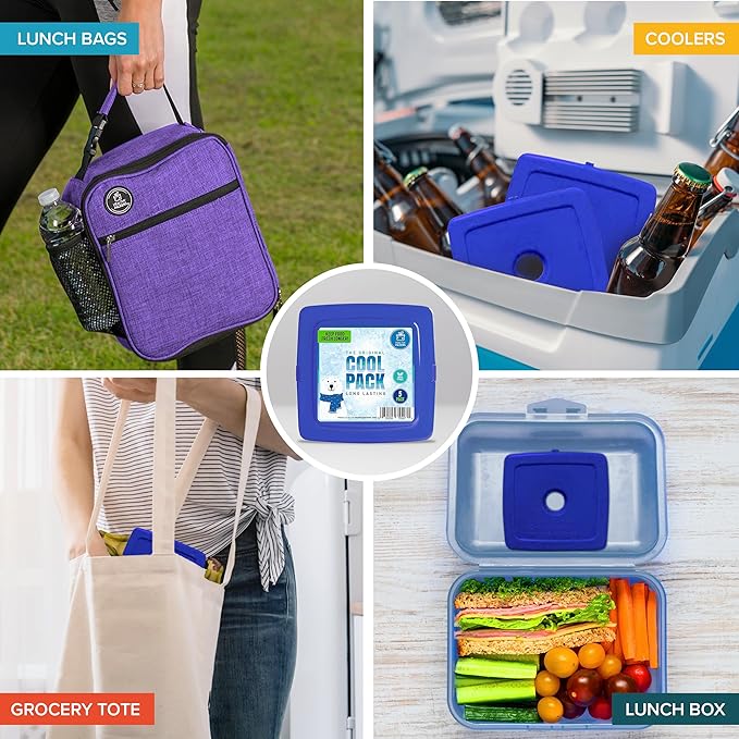 Healthy Packers Multi-Color Slim Long-Lasting Ice Packs for Lunch Box or Cooler Bag (5 pack)