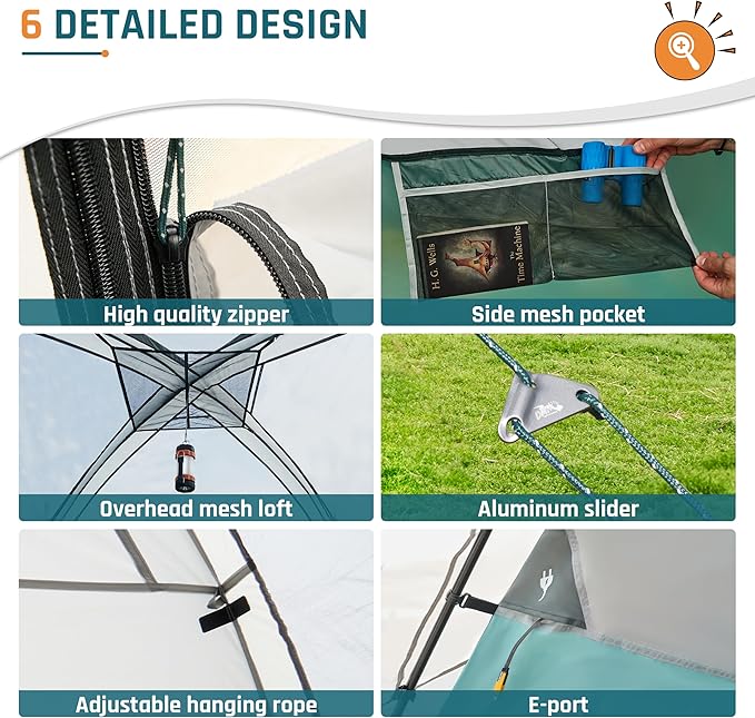 Tents for Camping 6/10 Person Camping Tent with Screen Porch, Weatherproof Large Cabin Tent with Rainfly and Carry Bag, Family Tent for Outdoor Camping and Backyard