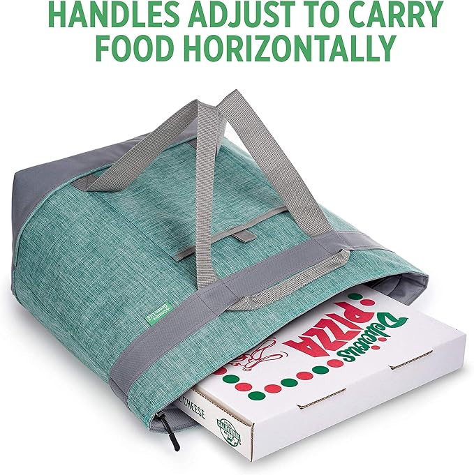 Jumbo Insulated Cooler Bag (Green) with HD Thermal Insulation - Premium, Collapsible Soft Cooler Makes a Perfect Insulated Grocery Bag, Food Delivery Bag, Travel Bag, Beach or Picnic Bags