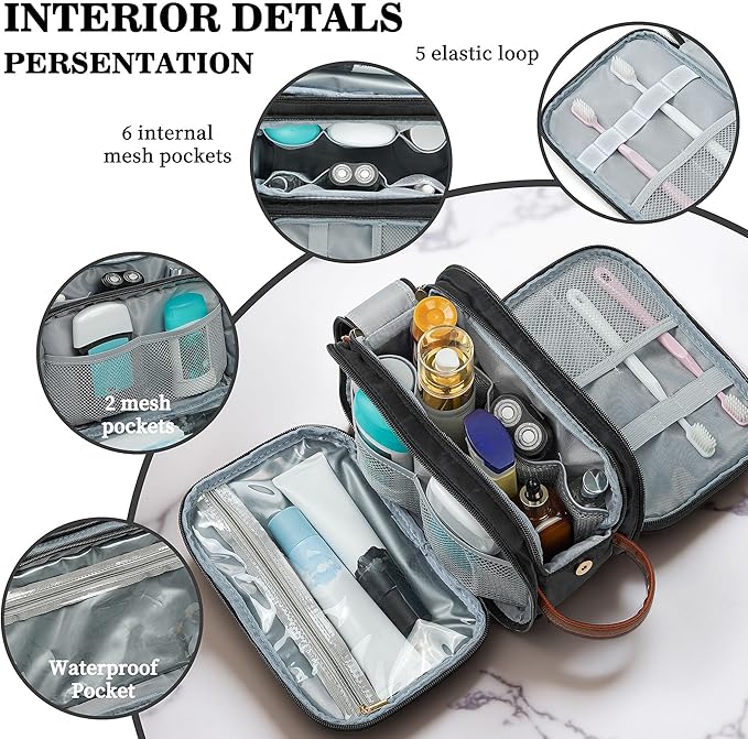 YOOLIFE Toiletry Bag for Women Men - Initial Travel Toiletry Bag Organizer Dopp Kit Water Resistant Personalized Gifts