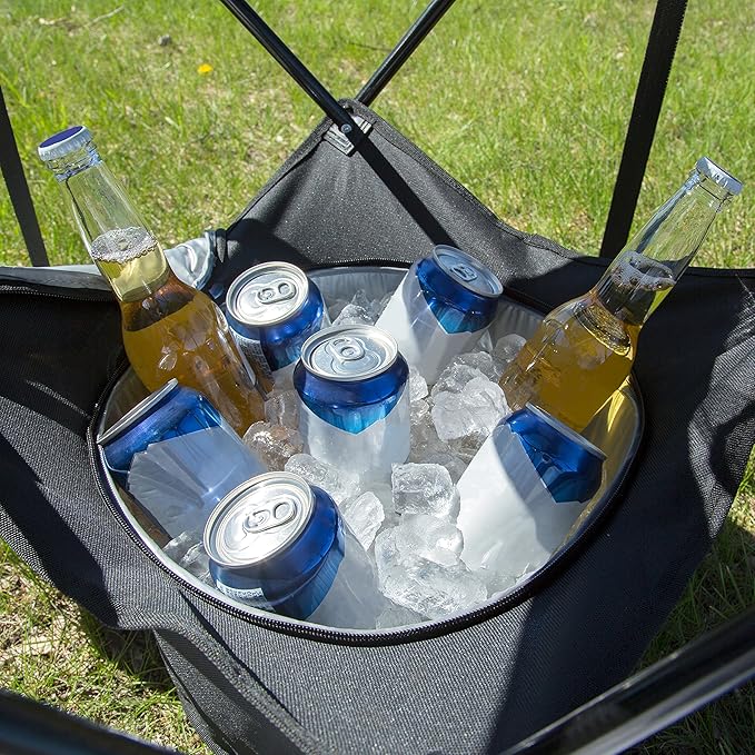 Camerons All-in-One Tailgating Table - Collapsible Folding Camping Table with Insulated Cooler, Mesh Food Basket and Travel Bag for Barbecues, Camping, The Beach, Tailgate Parties - Cookout Essential