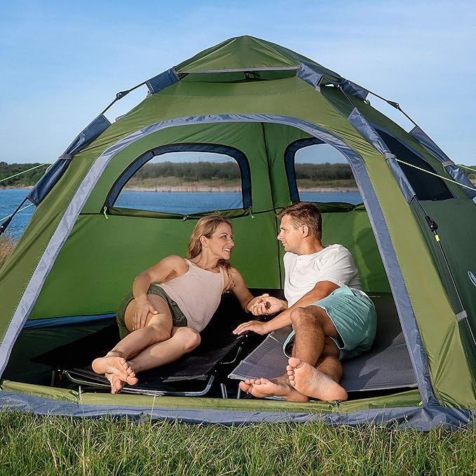 Moon Lence Instant Pop Up Tent Family Camping Tent 4-5 Person Portable Automatic Tent Windproof for Camping Hiking Mountaineering