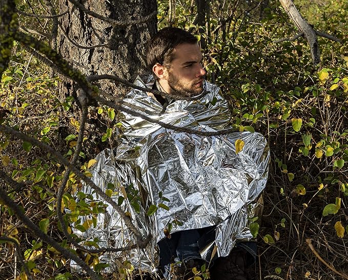 MEKKAPRO Emergency Mylar Thermal Blankets (4-Pack), Pocket Sized for Emergencies, Camping, Outdoors, Hiking, Survival, First Aid (Thermal Silver)