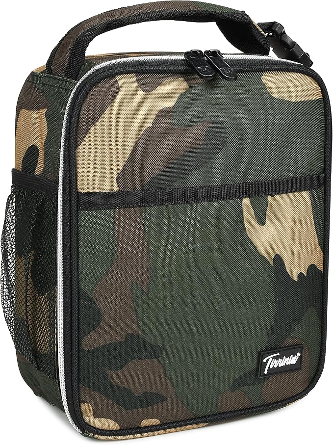 Small Insulated Lunch Bag for Men Women, Mini Portable Reusable Thermal Lunch Box Cooler Tote for Adults & Kids, Camo, The size for most