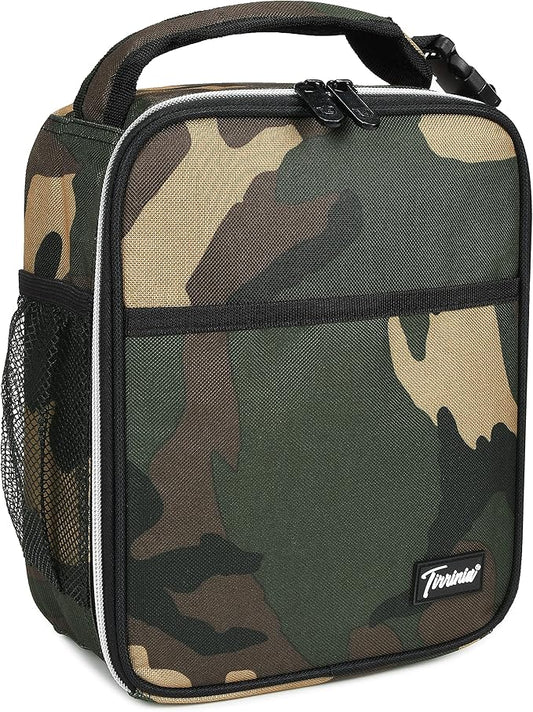 Small Insulated Lunch Bag for Men Women, Mini Portable Reusable Thermal Lunch Box Cooler Tote for Adults & Kids, Camo, The size for most