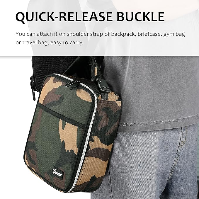 Small Insulated Lunch Bag for Men Women, Mini Portable Reusable Thermal Lunch Box Cooler Tote for Adults & Kids, Camo, The size for most