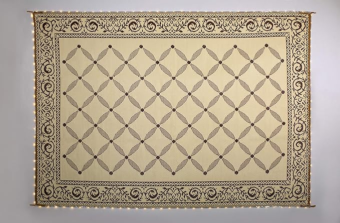 Stylish Camping L118117WL 8-feet by 11-feet LED Illuminated Patio Mat - Outdoor Patio Brown/Beige RV Camping Mat
