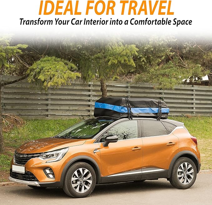 Zone Tech 21 Cubic Feet Car Rooftop Cargo Bag Carrier Soft Shell Waterproof Protective Tear and Dust Resistant Includes 6 Hooks, Anti Slip Mat, Bonus Safety Luggage Lock