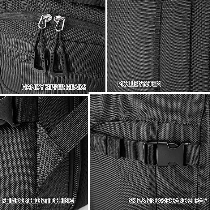 Unigear Ski Boot Bag Backpack for Helmet 50L/70L, Goggles, Gloves, Skis, Snowboard & Accessories (Black)